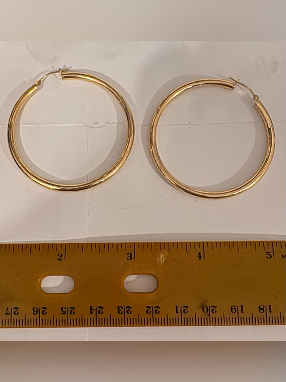2” diameter around 14k Gold tube Hoop Earrings - Classic Large Hoop 3.5 gram